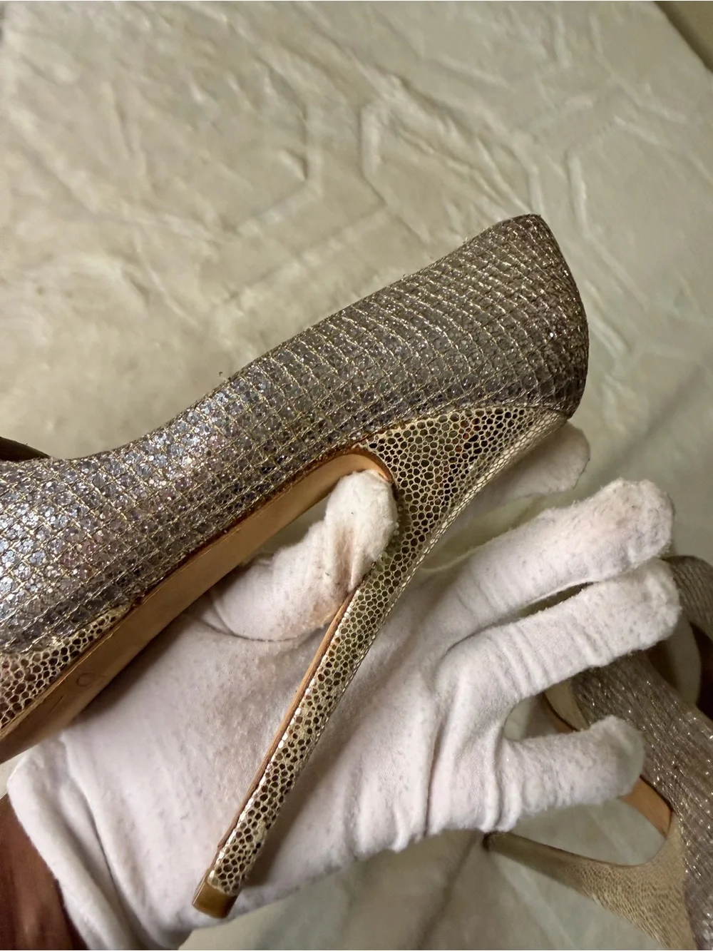 Jimmy Choo Silver Glitter High Heel Pumps